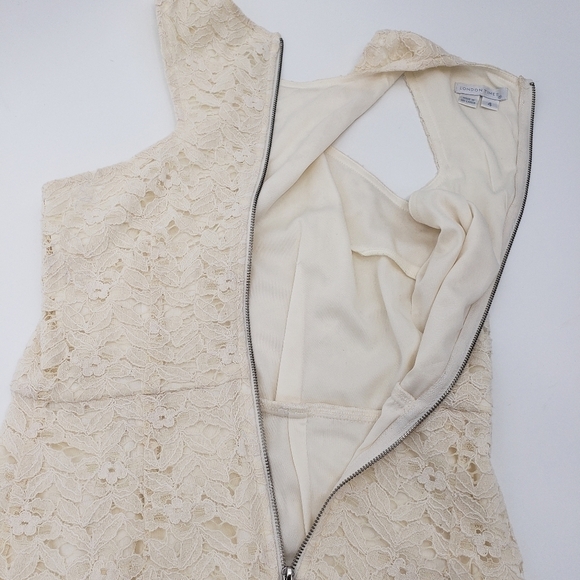 London Times Ivory Floral Lace Casual Mini Dress - Picture 5 of 8